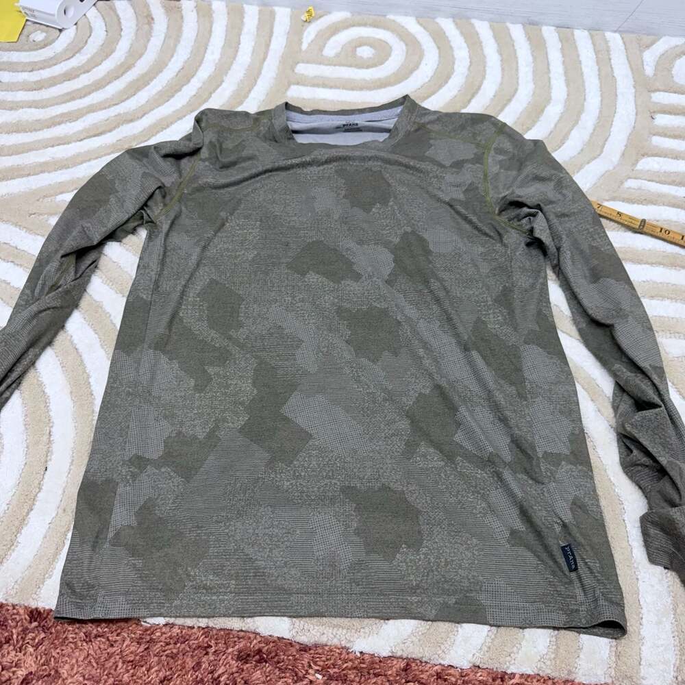 Prana Prospect Heights Camo Long Sleeve Shirt Medium Green Rye Harbor